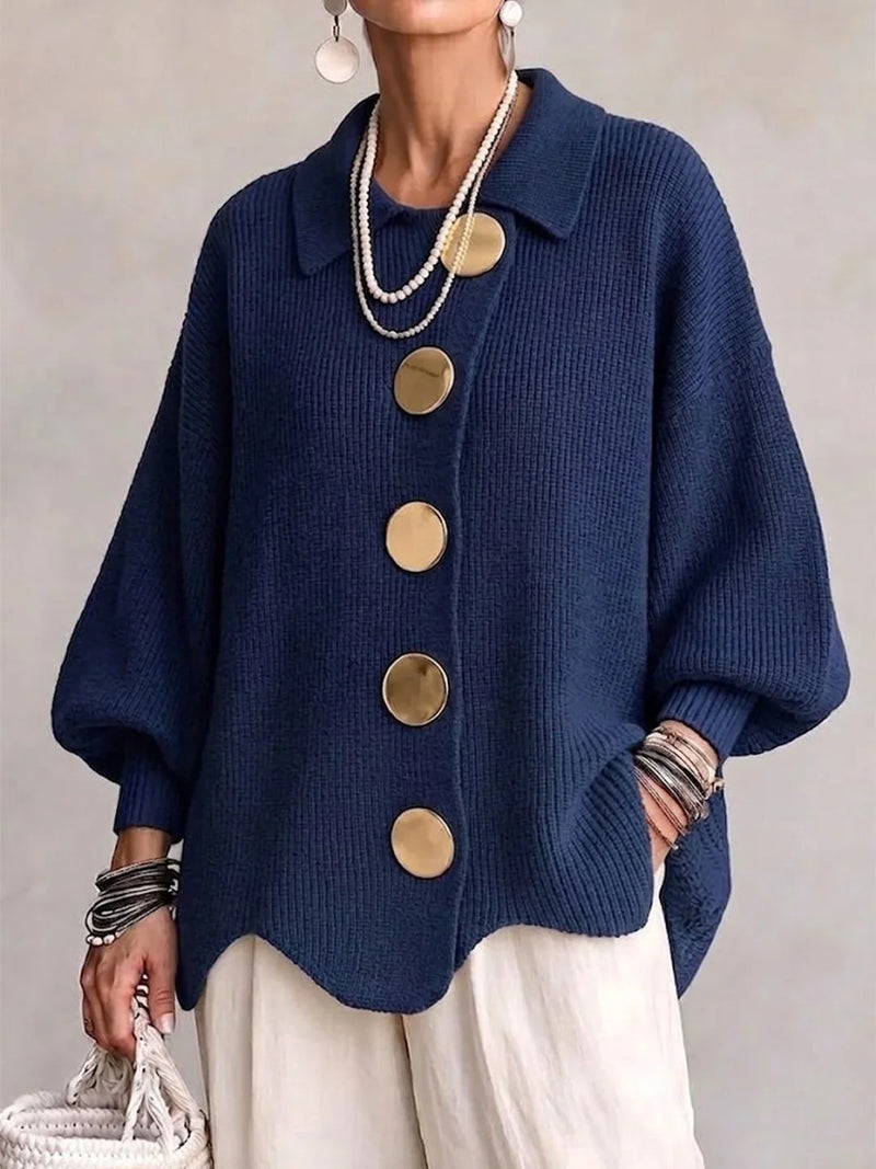 Women's Oversized Structured Collar Cardigan