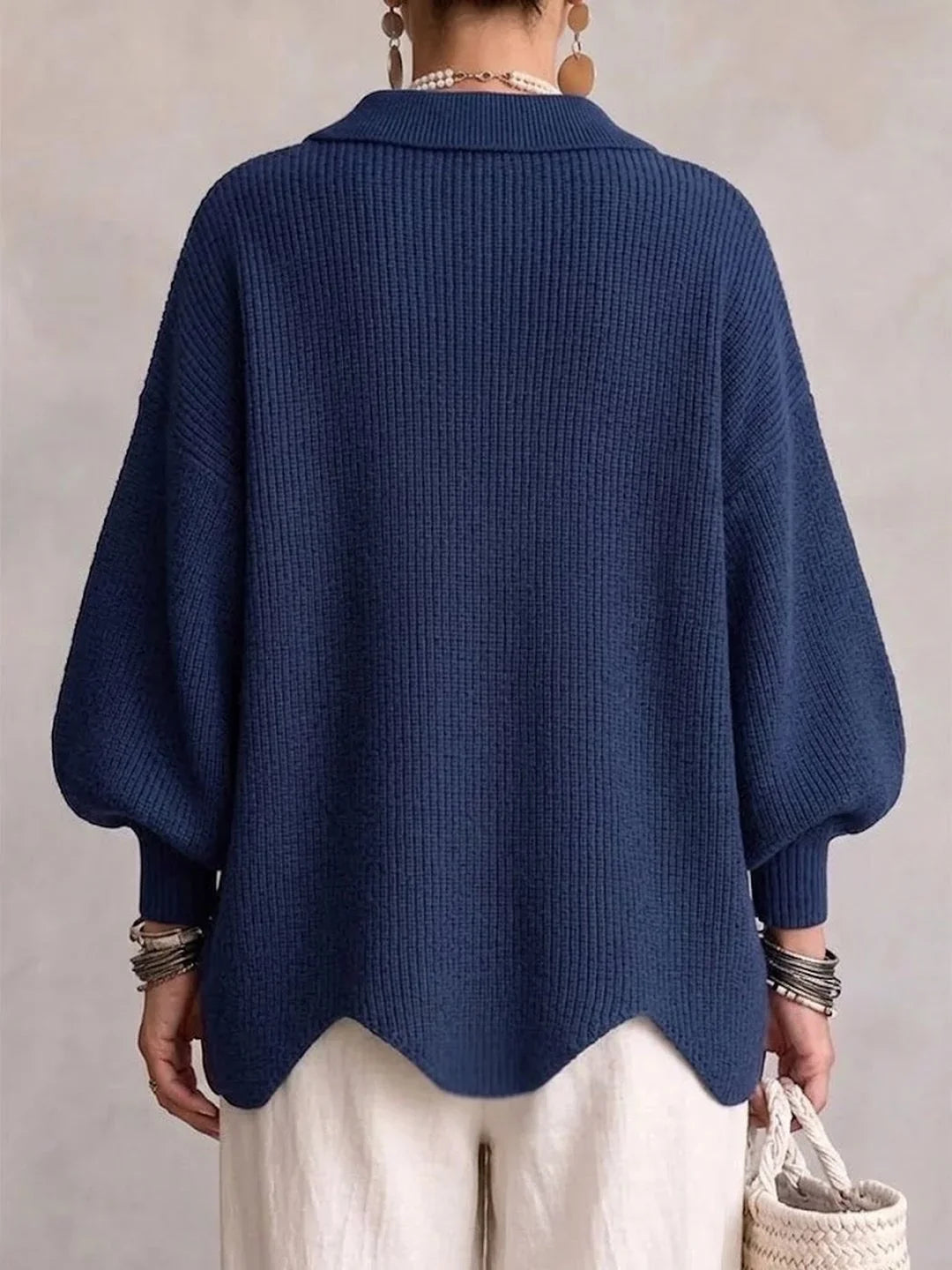 Women's Oversized Structured Collar Cardigan