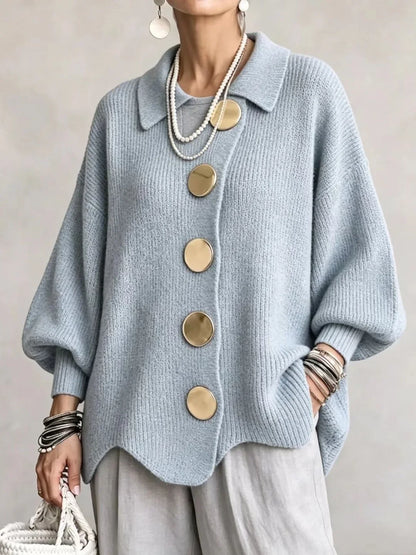Women's Oversized Structured Collar Cardigan