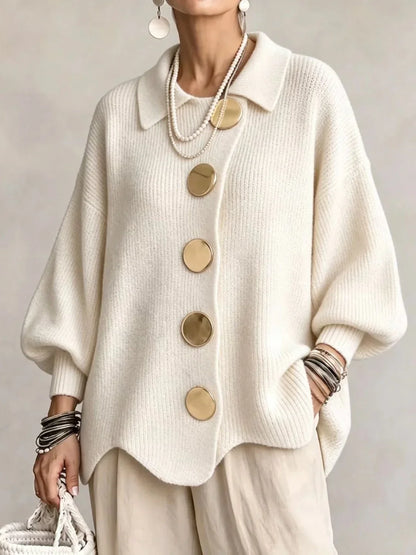 Women's Oversized Structured Collar Cardigan
