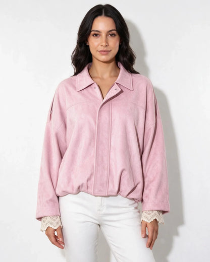 Women's Relaxed Oversized Cropped Zip-Up Jacket