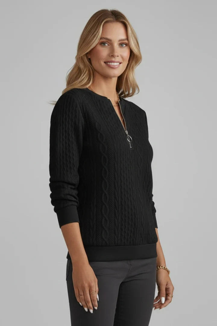Women's Ribbed Zip-Up Long Sleeve Jumper