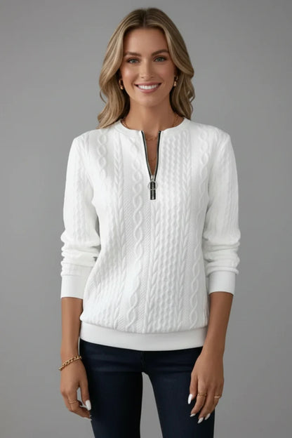 Women's Ribbed Zip-Up Long Sleeve Jumper