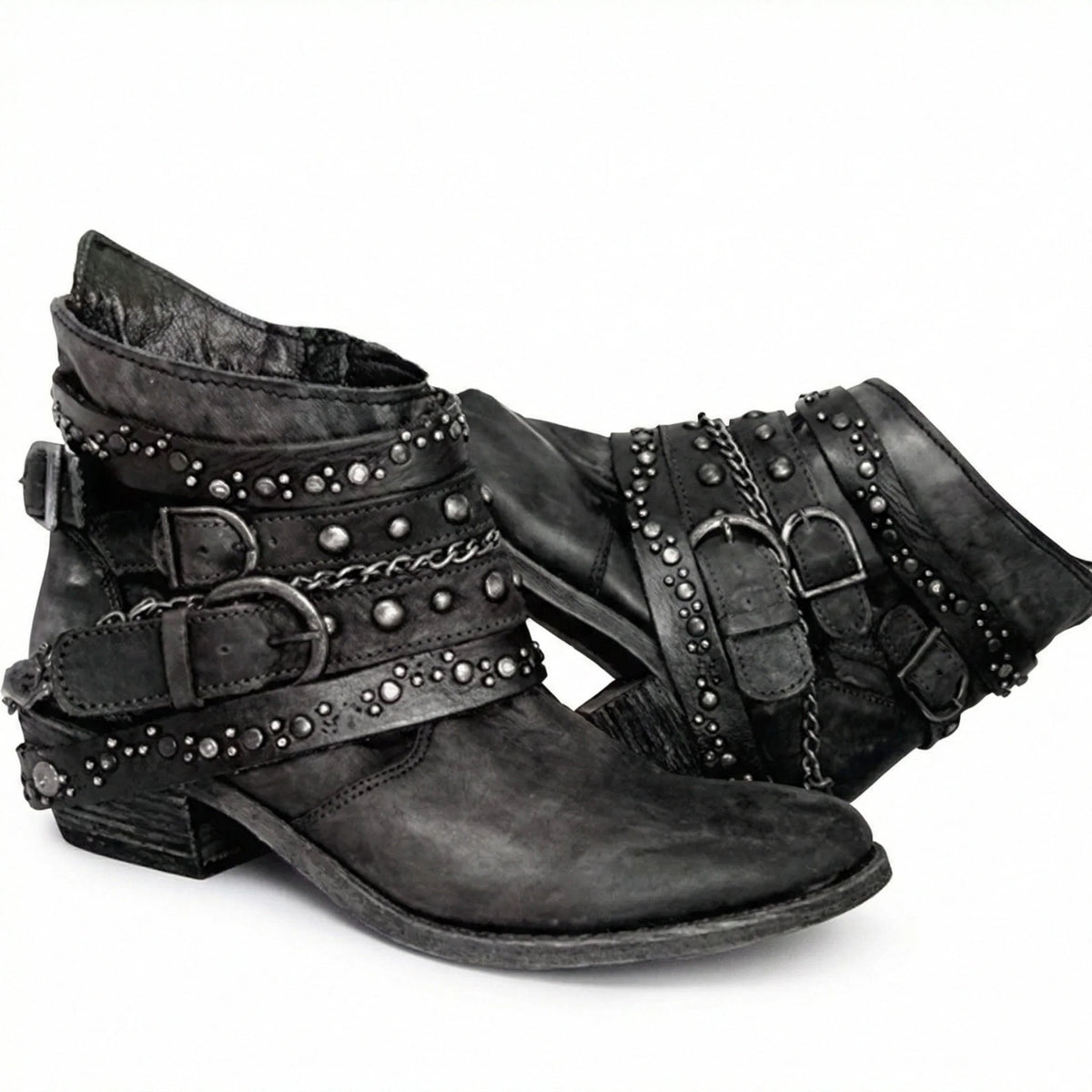 Women's Stylish Multi-Strap Buckled Ankle Boots