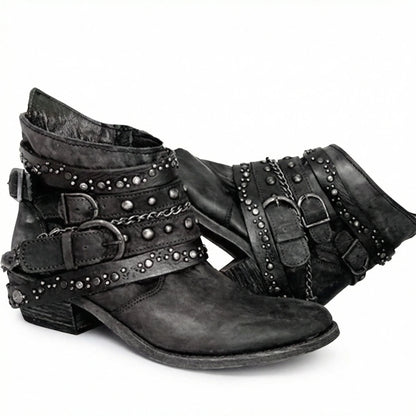Women's Stylish Multi-Strap Buckled Ankle Boots