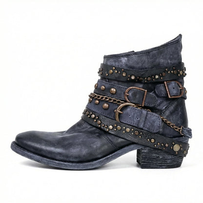 Women's Stylish Multi-Strap Buckled Ankle Boots