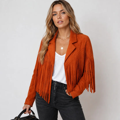 Women's Tailored Cropped Fringe Jacket