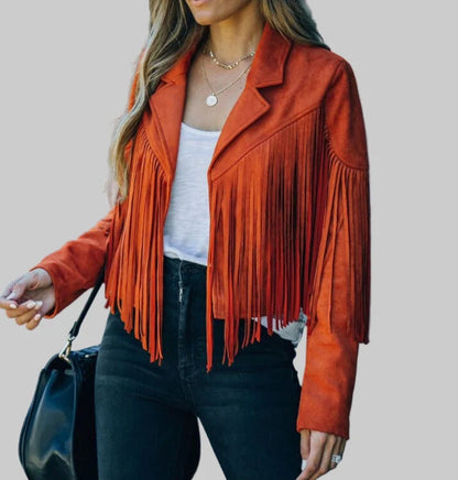 Women's Tailored Cropped Fringe Jacket