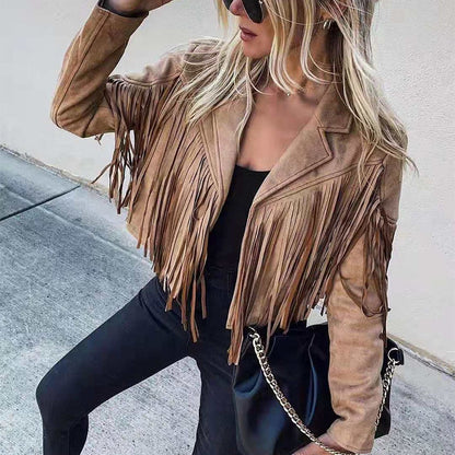 Women's Tailored Cropped Fringe Jacket