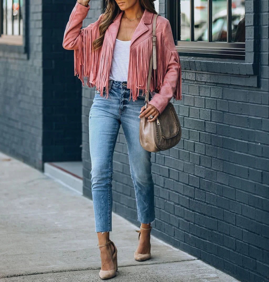 Women's Tailored Cropped Fringe Jacket