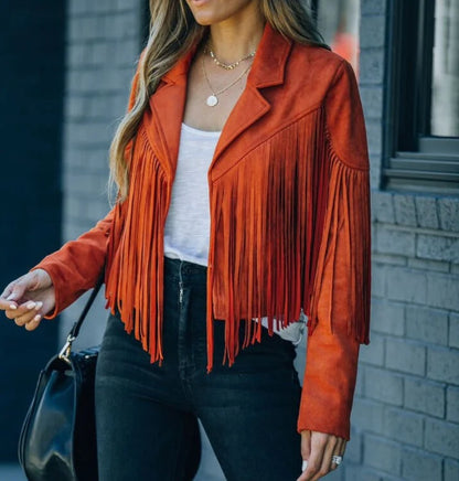 Women's Tailored Cropped Fringe Jacket