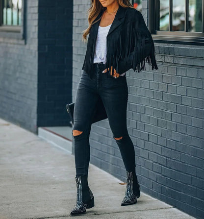 Women's Tailored Cropped Fringe Jacket